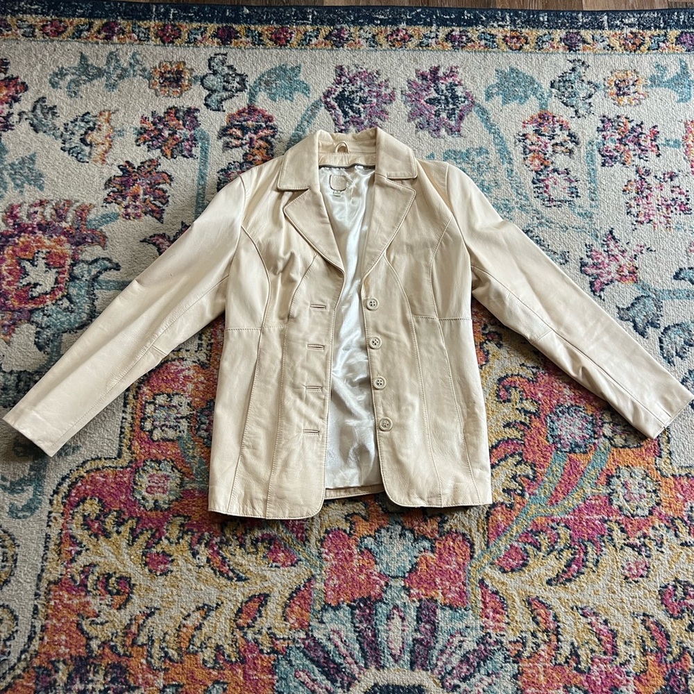 Cream vintage soft leather jacket